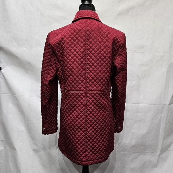 White Stag Quilted Maroon Mini Trench Jacket 100% Polyester Size S 4-6 - Picture 5 of 7